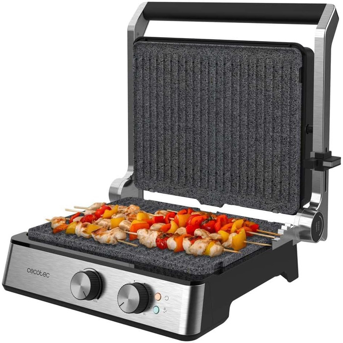 Електричний гриль Cecotec Rock'nGrill Dual 2000 Вт з незалежним регулюванням температури, знімні антипригарні пластини, відкривання на 180º (2400 Вт | Blaze)