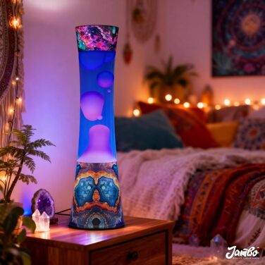 Рідка лампа-нічник Jambo Amber Crystal Decal Liquid Motion Lamp з ефектом бурління (фіолетова рідина, жовтий віск), 39 см