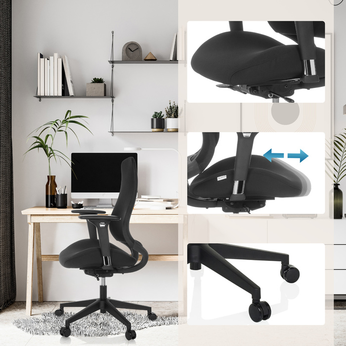 Офісне крісло / обертове крісло HENFIELD B тканина чорний hjh OFFICE