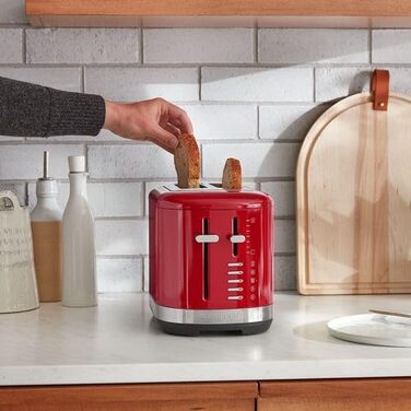 Тостер KitchenAid для 2 скибок - ретро дизайн, нержавіюча сталь, червоний Empire. 7 функцій