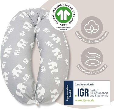 Подушка для годування HOBEA-Germany 190x76 см XXL, подушка для вагітних та сну на боці, з органічної бавовни (Колір: Ліс)