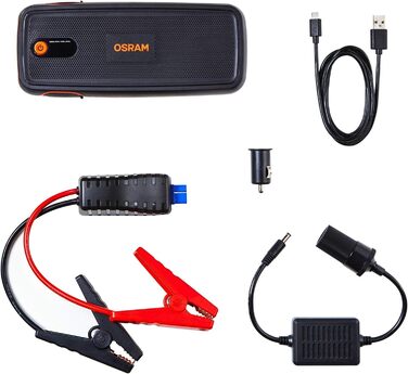 Osram BATTERYstart 400: Літієвий пусковий пристрій 2000A 12V з Powerbank для бензинових та дизельних двигунів (до 8L бензин, 4L дизель), 16800mAh