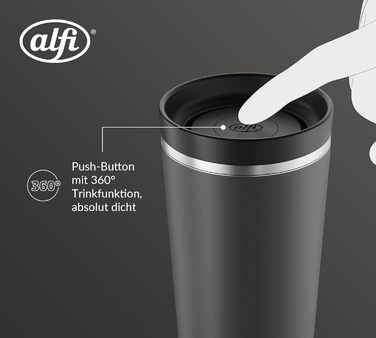 Термокружка Alfi ISO COFFEE MUG PRO, 0.38 л, нержавіюча сталь, для кави з собою, чорна