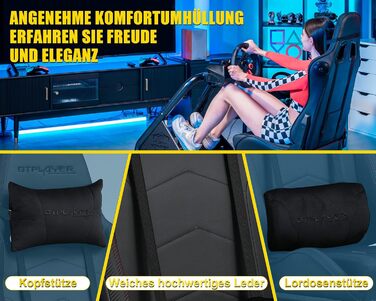 GTPLAYER Симулятор кокпіт для гонок, стійка для керма та педалей, з динаміками, чорний