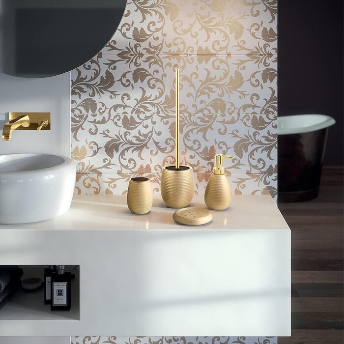 Керамічна туалетна щітка Gedy Gold G-Astrid, 47×11,5×11,5 см, унікальний дизайн, 2 роки гарантії