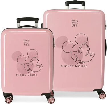 Дорожній набір валіз Disney Mickey, рожевий, 55/68 см, жорсткий ABS, кодовий замок, 4 колеса, 104 л