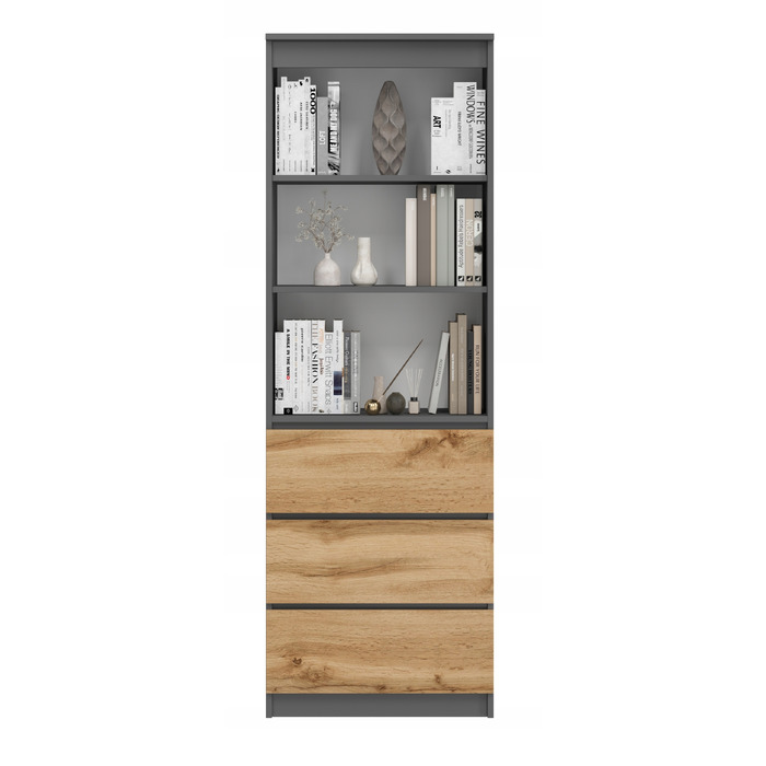 Стелаж SaraMeble 60 x 180 x 35 см, антрацит, дуб вотан