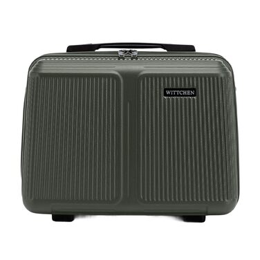 Валіза велика Wittchen Stripes Line XL (76.5x50x29 см) — Жорстка пластикова валіза-тролей ABS 96 л, 4 колеса 360°, кодовий замок, колір Khaki (з косметичкою S)