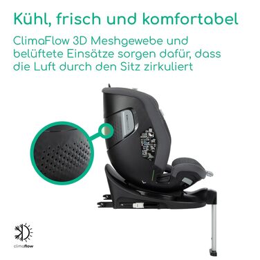 Дитяче автокрісло Bebeconfort 360 i-Size RevolveFix Max 360, поворотне, 40–150 см, Element Graphite