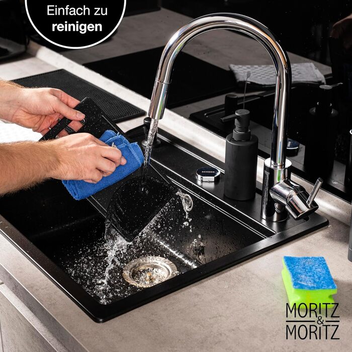 Набір 4 кухонних дошок Moritz & Moritz з пластику з соковідводом, граніт, 25x15 см, BPA Free, для нарізки, сніданку, гігієнічні, для посудомийки, чорні
