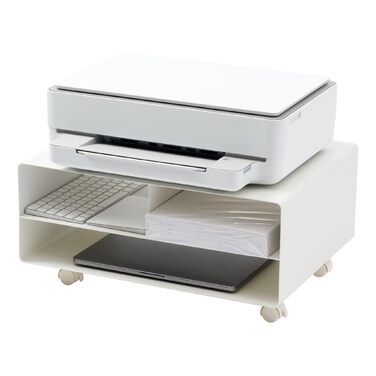 Організатор Yamazaki 4349 Tower Druckerstation: сталева полиця-організатор, мінімалістичний дизайн, білий (48x37x19 см)