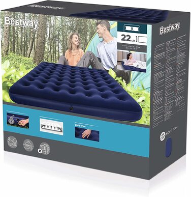 Надувний матрац Bestway King Single 203x183x22 см, сірий, для дому та відпочинку