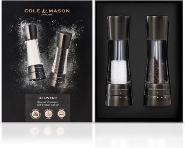 Набір ручних млинків для солі та перцю Cole & Mason Derwent Gunmetal, сталь та акрил, 190 мм, Precision+, сірий