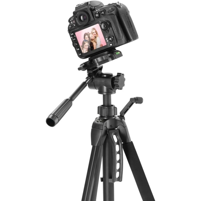 Штатив Hama 3D для камери та смартфона, легкий фотоштатив 153 см, трипод із трьохпозиційною головкою, для відеокамери та дзеркальної камери, чорний