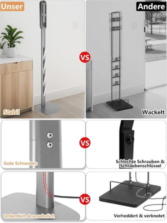 Металевий стійка-тримач для пилососа JUPELI, сумісна з Dyson V16, Gen5, V15, V12, V11, V10, V8, V7, V6 — підставка для зберігання пилососа та аксесуарів, без свердління (Сріблястий)