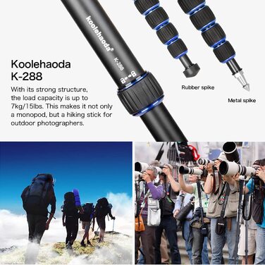 Алюмінієвий монопод Koolehaoda зі стійкою та кульовою головкою K-09 для DSLR камер, висота 175 см
