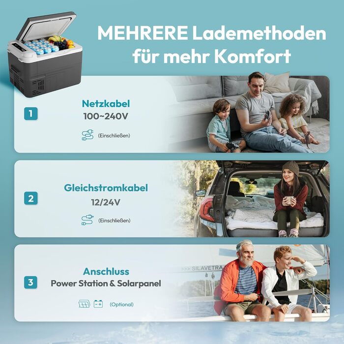 Автомобільний компресорний холодильник EUHOMY 15л з Wi-Fi керуванням (12/24V, 100-240V) для кемпінгу, подорожей, човна - сірий