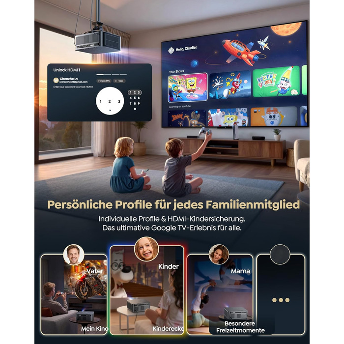 Проєктор Beamer 4K з Google TV 14.0
