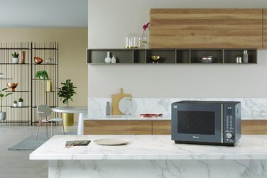Мікрохвильова піч Bauknecht MF 259 SG 25 л, сріблясто-сіра, без тарілки, з грилем, конвекцією, пароваркою, Crisp Fry, спеціальні програми, автоматичне очищення