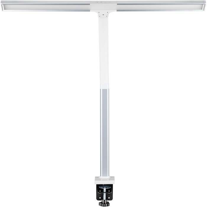 FeinTech LTL00320E Велика LED настільна лампа 80 см, димована, з прищіпкою, біло-срібляста