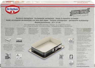 Прямокутна пружинна форма 28 см BACK-TREND, форма для випічки проти протікання, квадратна форма для випічки з армованої керамікою сталі (кремовий/антрацитовий колір), кількість 28 x 18 см одинарна