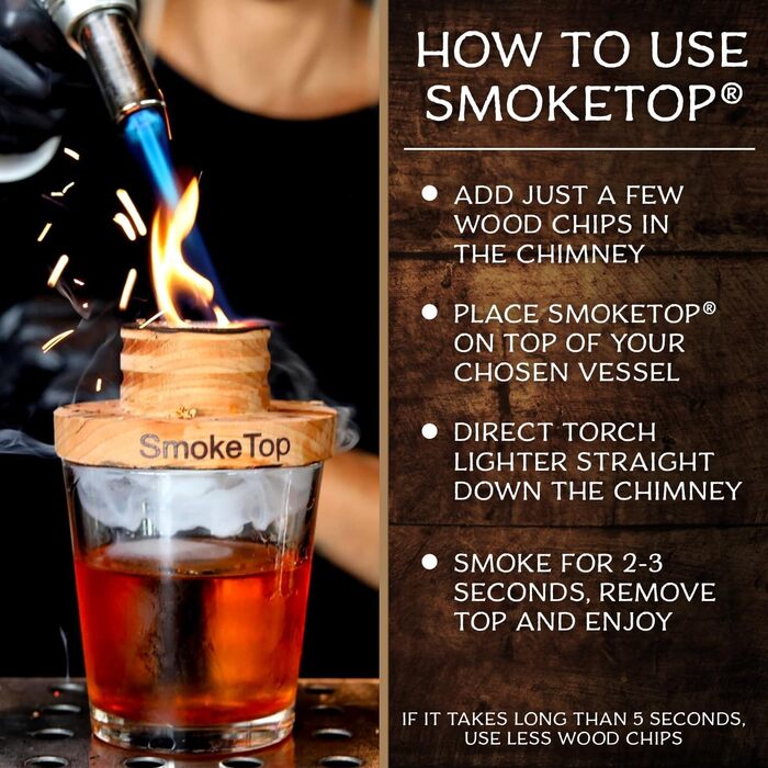 Комплект для копчення коктейлів SmokeTop з тріскою вишні, гікорі, клена та дуба – для коктейлів, віскі та бурбону