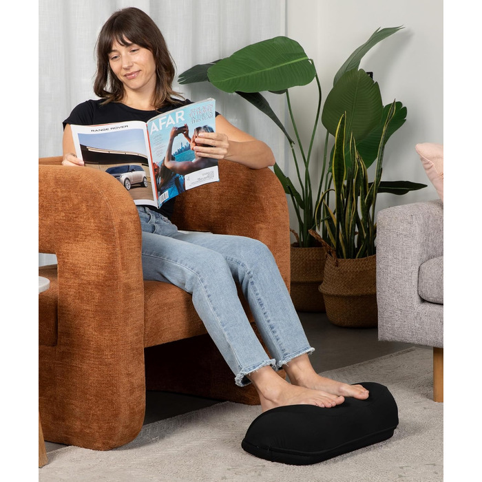 Підставка для ніг під стіл Everlasting Comfort FootCloud з ефектом пам'яті (Memory Foam), регульована по висоті, з масажною поверхнею та знімним чохлом, чорна
