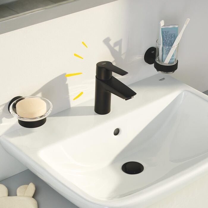 Змішувач для ванної кімнати Grohe Start, економічний, з холодною водою в середній позиції, з висувним зливом, 17 см, хром, 23551002 (Push-Open, економія води)