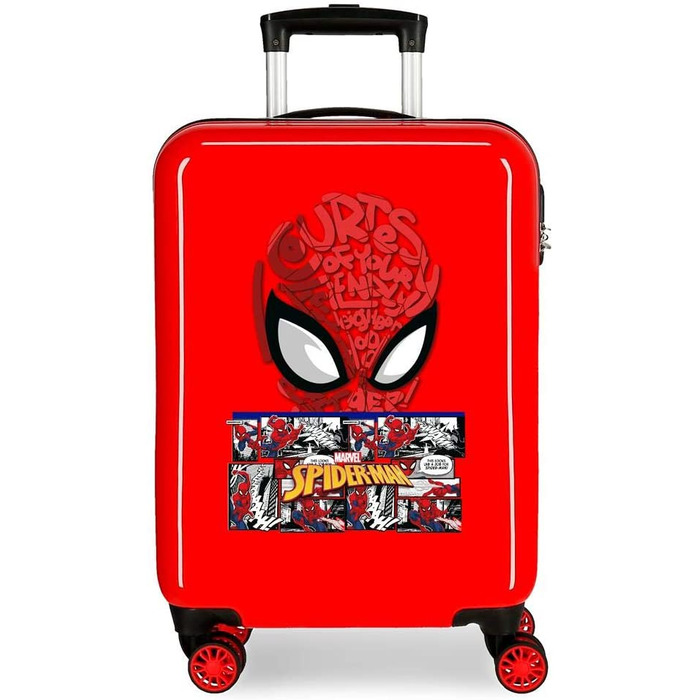 Дитяча валіза Marvel Spiderman, червона, ABS-пластик, 38x55x20 см, жорсткий корпус, кодовий замок, 34 л, 2,66 кг, 4 подвійні колеса, ручна поклажа