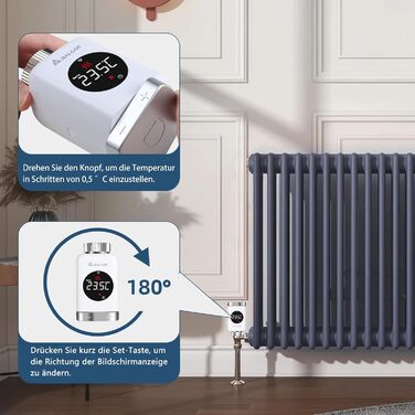 Розумний термостат для радіатора SALCAR TRV801W WiFi LCD, сумісний з Alexa та Google Home, Tuya Smart, 2 шт.