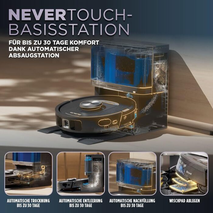 Робот-пилосос та миючий робот Shark PowerDetect RV2800ZEEU: 2-в-1, самостійне очищення, LiDAR, App-керування, чорний