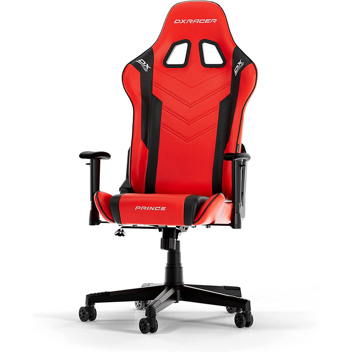 Ігрове крісло DXRacer PRINCE L червоно-чорне, оригінал, PVC шкіра