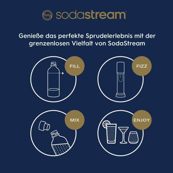 Сифон для газування води SodaStream ENSO, пляшка 1 л, нержавіюча сталь, сріблястий (без циліндра)