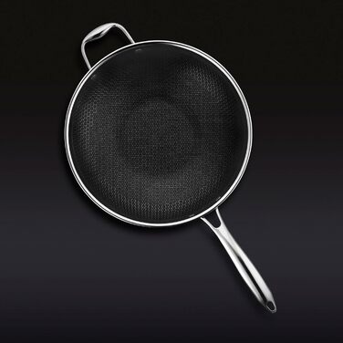 Wok HexClad 30 см з антипригарним покриттям, індукційний, підходить для всіх плит, можна мити в посудомийній машині та використовувати в духовці, ручка що не нагрівається