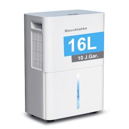 Повітряний осушувач Macchiatto Elektrischer Kompakt 16л для приміщень до 80м³ (32м²) з автоматичним режимом та колесами