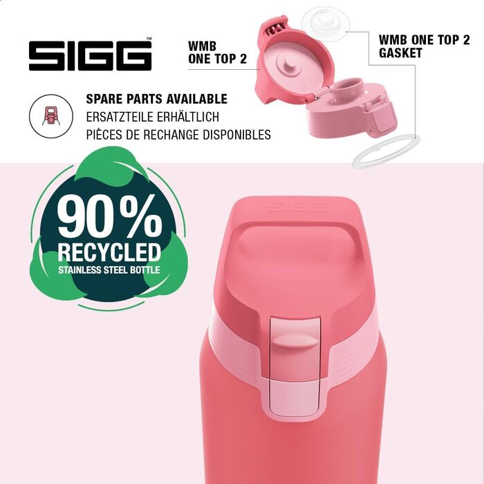 Спортивна пляшка для води Sigg Shield ONE з нержавіючої сталі для газованих напоїв, герметична, BPA-free, 0.75 л (Ruby, Multicolor)