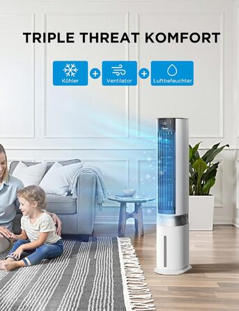 Мобільний випарний охолоджувач повітря Midea Sensicool 7л з сенсорним дисплеєм (білий)