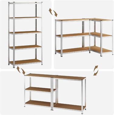 Стелаж Monzana 160x90x40 см, 700 кг, 4 полиці МДФ, важкий металевий стелаж для складу, гаража, майстерні