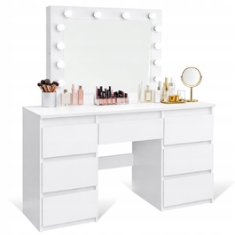 Туалетний столик ELDEN білий MDF з дзеркалом та шухлядами, 120x45x140 см