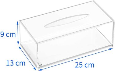 Акрилова коробка для серветок HIIMIEI з магнітною кришкою, прозора, 25×13×9 см — для ванної, спальні, авто, офісу