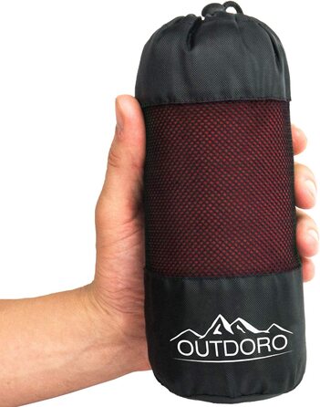 Ультралегкий туристичний спальник Outdoro з чистої бавовни, 350 г, із відділенням для подушки, компактний, червоний, інлет-тревел-шит