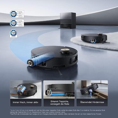 Робот-пилосос Dreame Aqua10 Roller: потужність 30000Pa, самоочищення, автоматичне випорожнення, керування голосом, чорний