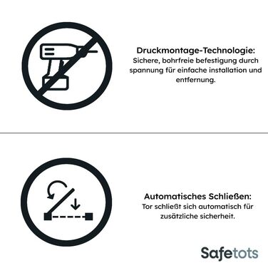 Захисні сходи для дітей Safetots Druckmontage самозакривні, сірі (132.6-139.6 см) - безпечний бар'єр для малюків