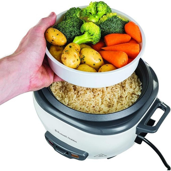 Рисварка електрична Russell Hobbs Mini 0.8л біла: для рису, кіноа, кускусу