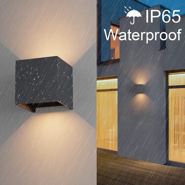 Klighten LED бра 12 Вт, настінні світильники для внутрішніх і зовнішніх робіт, регульований світловий потік вгору-вниз, тепле біле світло 3000K, IP65, антрацит RAL 7016, комплект 2 шт, для вітальні, спальні, балкона
