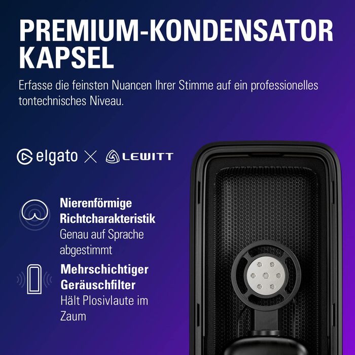 Elgato Wave:3 – професійний USB конденсаторний мікрофон для стрімінгу, подкастів, ігор та домашнього офісу, з безкоштовним мікшуванням і плагінами звукових ефектів, захист від спотворень, Plug & Play, для Mac і ПК