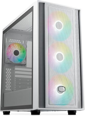 Корпус Cooler Master MasterBox 600 E-ATX білий, з прозорою скляною стінкою, підтримка радіатора 420 мм, ARGB-PWM вентилятори, USB 3.2 Gen2x2 Type-C