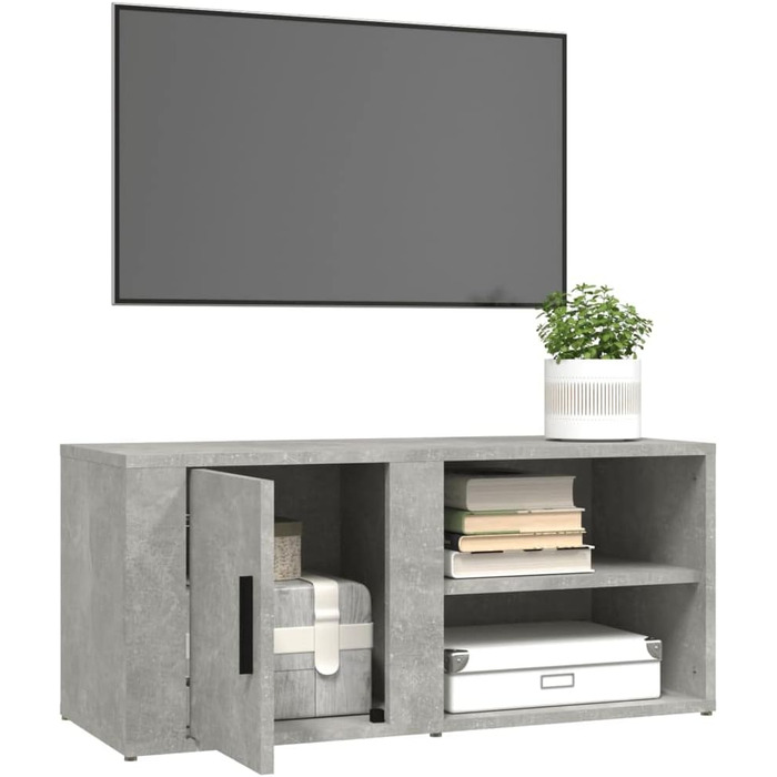 Тумба під телевізор vidaXL, бетонно-сіра, 80x31,5x36 см, ДСП, сучасний ТВ столик, меблі для вітальні