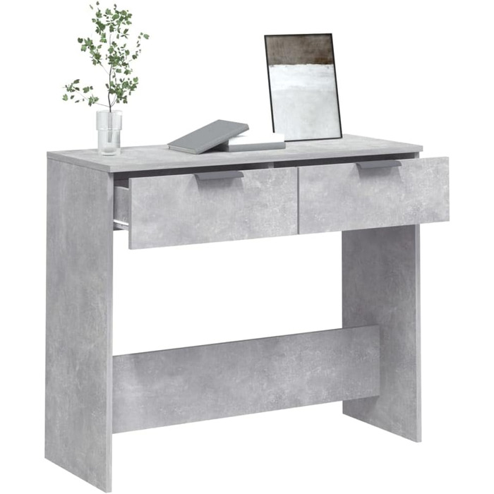 Консольний стіл vidaXL з 2 шухлядами, бетонно-сірий, 90x36x75 см, ДСП – туалетний, приставний, для коридору
