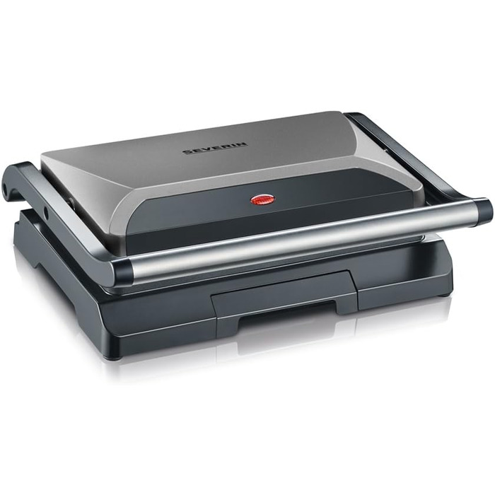 Компактний контактний гриль-сендвічниця SEVERIN KG 2394 Multigrill для паніні та стейків, антипригарне покриття, 800 Вт, металік/чорний